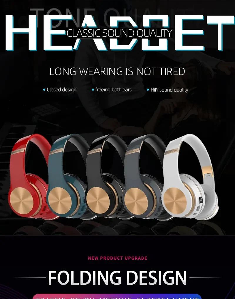VEKTA T5 — Casque Bluetooth 5.1 pliable